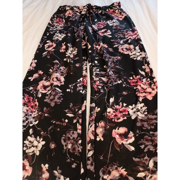 Hot Kiss Pants Size XL Floral Tie Waist Wide Leg - Picture 7 of 10